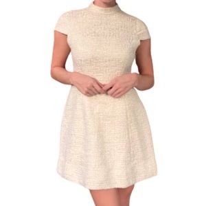 Alice and Olivia cream and gold metallic tweed dress size 4